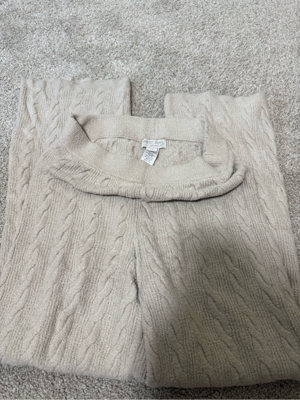 Cozy Cable-Knit Sweater Pants - Cream